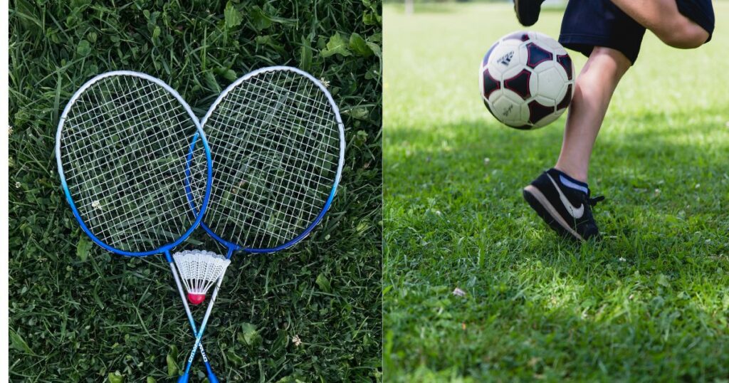 Badminton and Footbal Games at Park